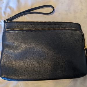 Talbots Black Pebbled Leather Wristlet